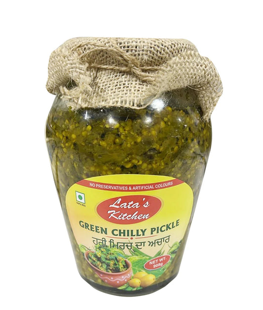 Lata’s Kitchen green chilli pickle 908g
